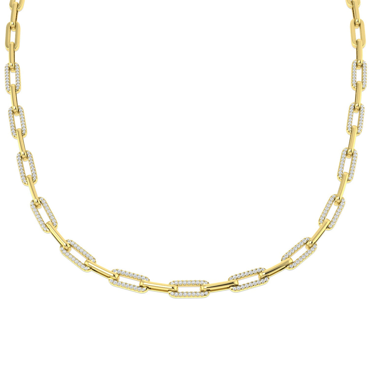 Diamond Paperclip Necklace 2ct Gold in 10K/14K gold and platinum with certified lab-grown or natural diamonds