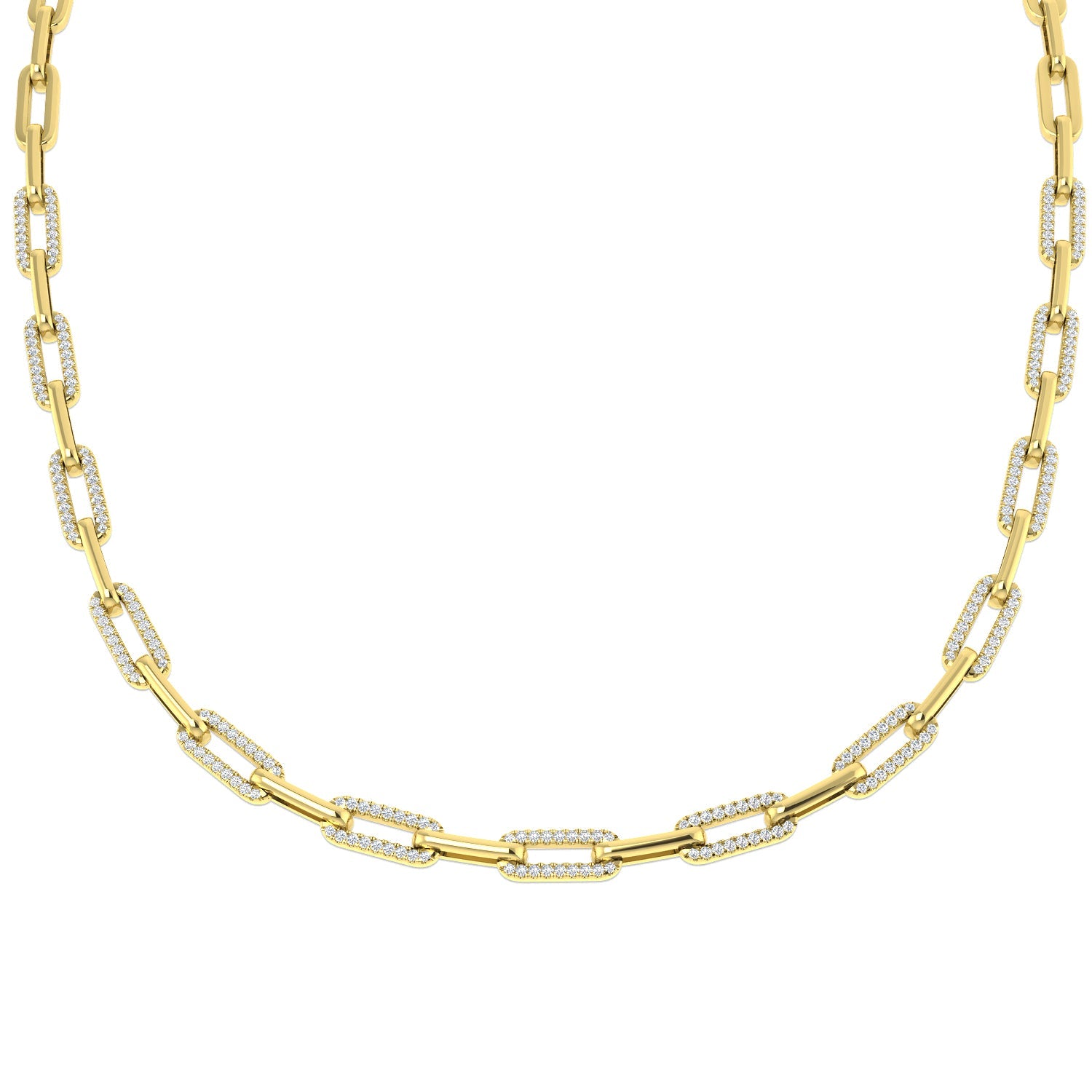 Diamond Paperclip Necklace 2ct Gold in 10K/14K gold and platinum with certified lab-grown or natural diamonds
