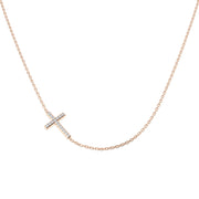 Side Cross Diamond Necklace 0.1ct Platinum in 10K/14K gold and platinum with certified lab-grown or natural diamonds