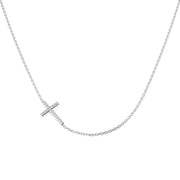 Side Cross Diamond Necklace 0.1ct Platinum in 10K/14K gold and platinum with certified lab-grown or natural diamonds