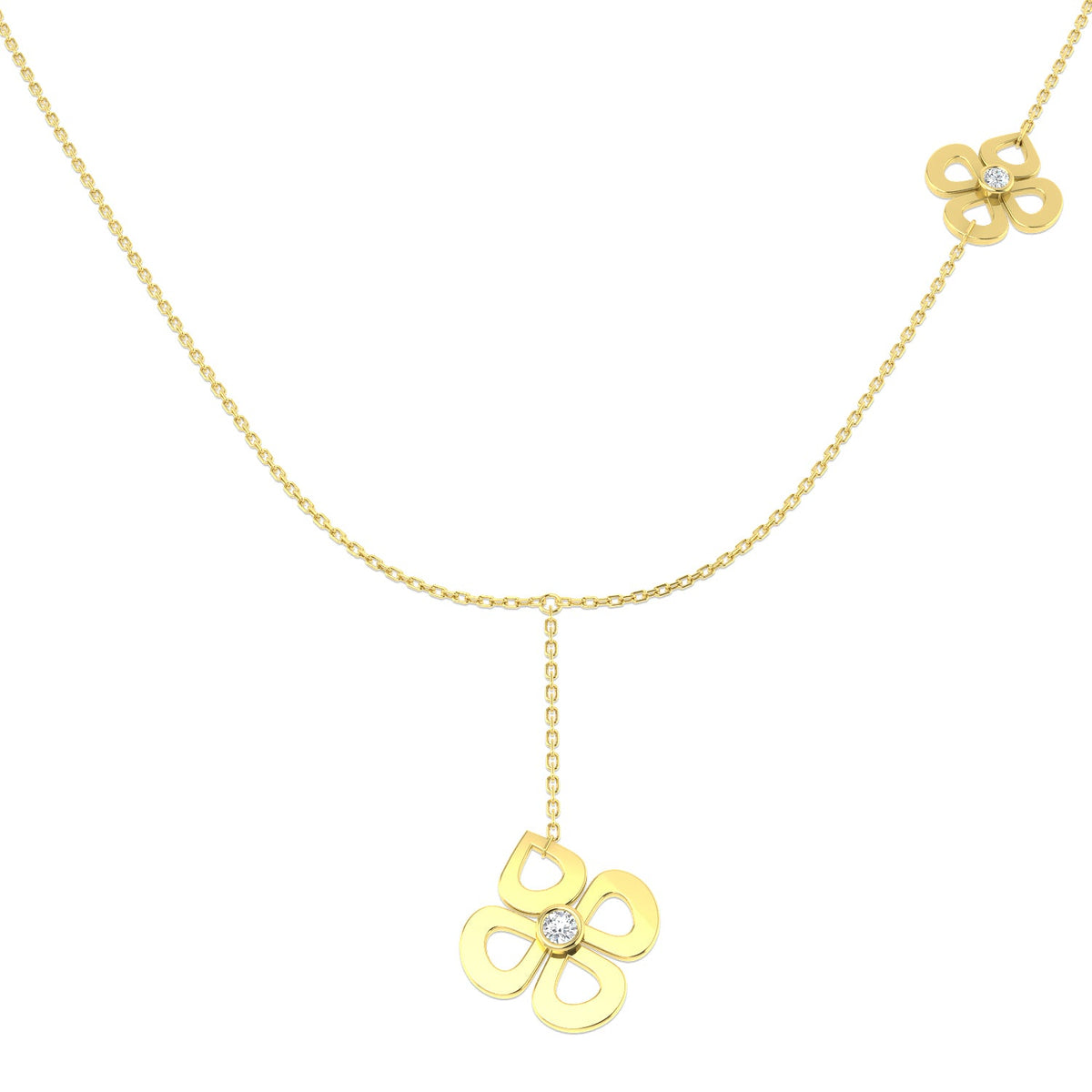 Floral Diamond Pendant Necklace in in 10K/14K gold and platinum with certified lab-grown or natural diamonds