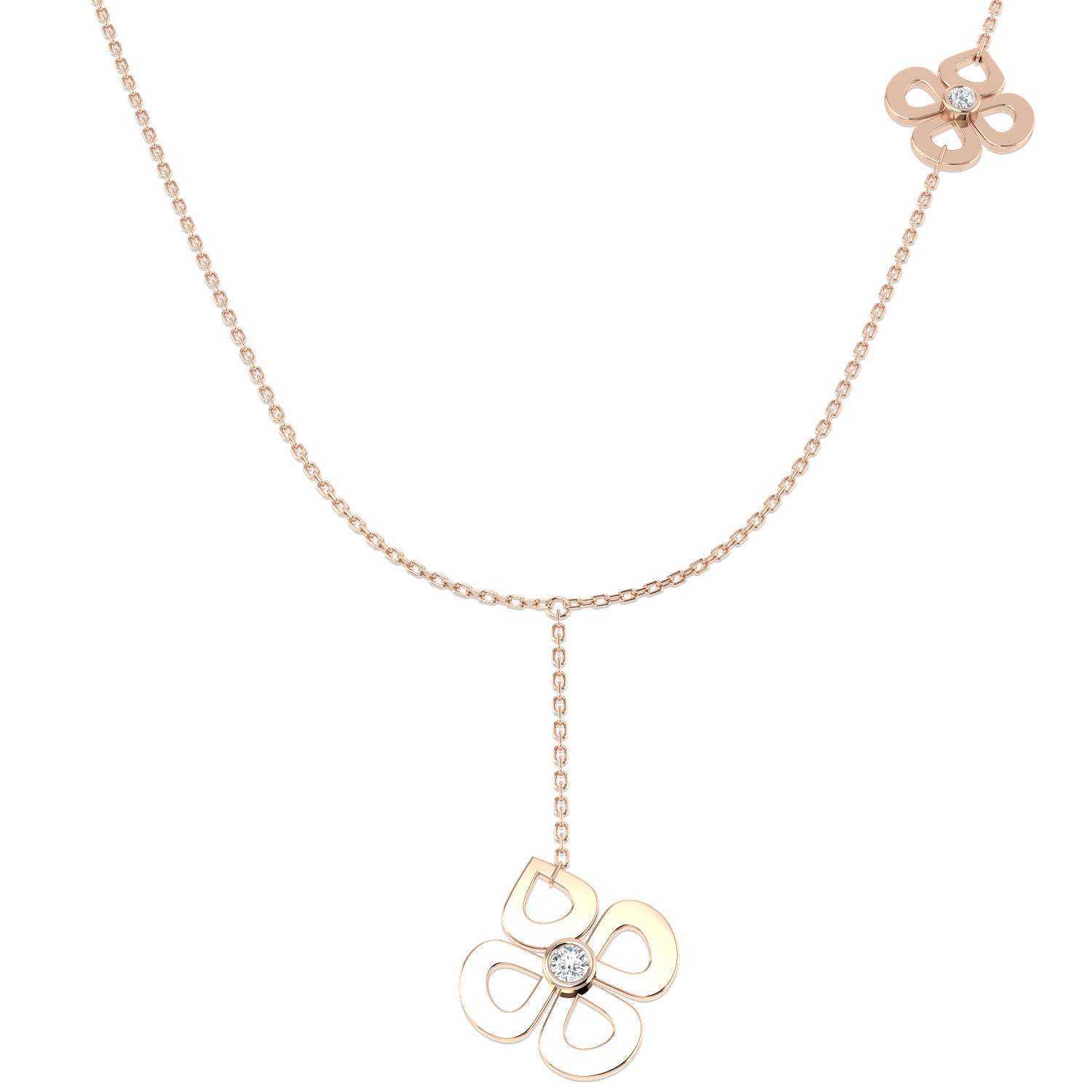 Floral Diamond Pendant Necklace in in 10K/14K gold and platinum with certified lab-grown or natural diamonds