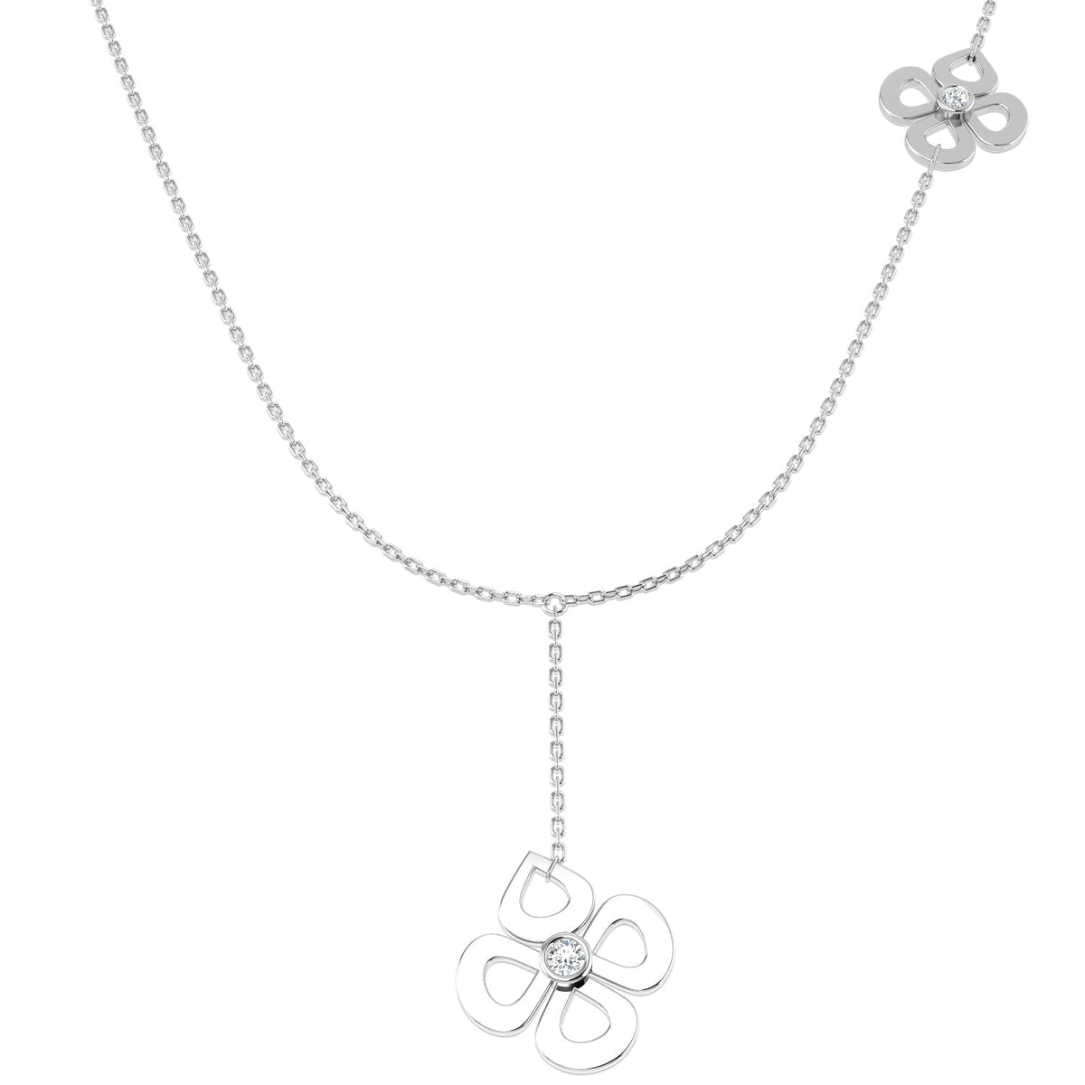 Floral Diamond Pendant Necklace in in 10K/14K gold and platinum with certified lab-grown or natural diamonds