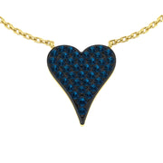 Heart-Shaped Blue Gemstone Necklace in 10K/14K gold and platinum with certified lab-grown or natural diamonds