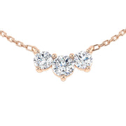 Luxury Diamond 3 Stone Necklace Curved Design in Gold & in 10K/14K gold and platinum with certified lab-grown or natural diamonds