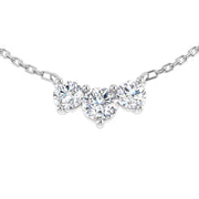 Luxury Diamond 3 Stone Necklace Curved Design in Gold & in 10K/14K gold and platinum with certified lab-grown or natural diamonds