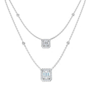 Baguette Diamond Double Drop Necklace 0.75ct Gold in 10K/14K gold and platinum with certified lab-grown or natural diamonds