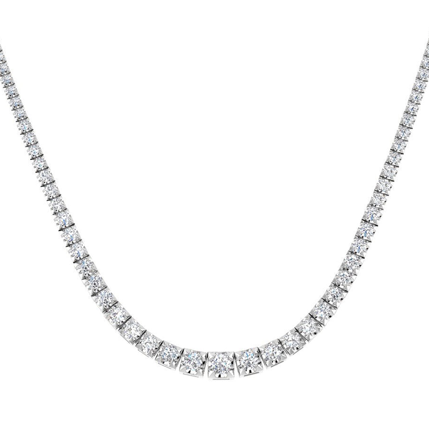 Diamond Tennis Necklace in 10K/14K gold and platinum with certified lab-grown or natural diamonds
