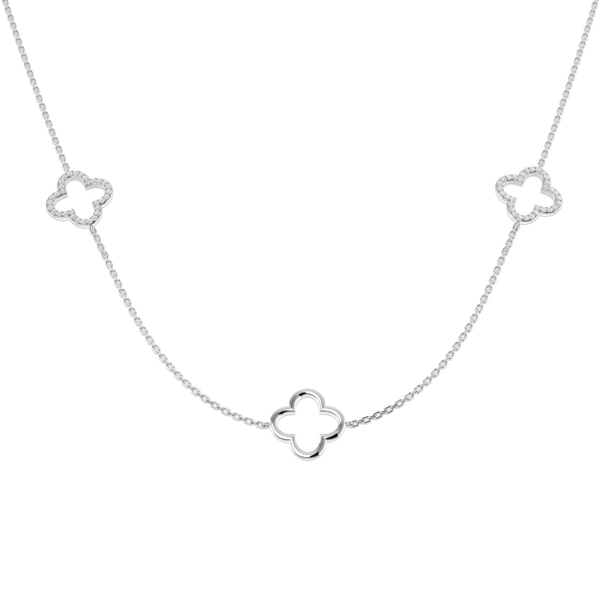 Clover Diamond Necklace 0.25ct Gold & in 10K/14K gold and platinum with certified lab-grown or natural diamonds
