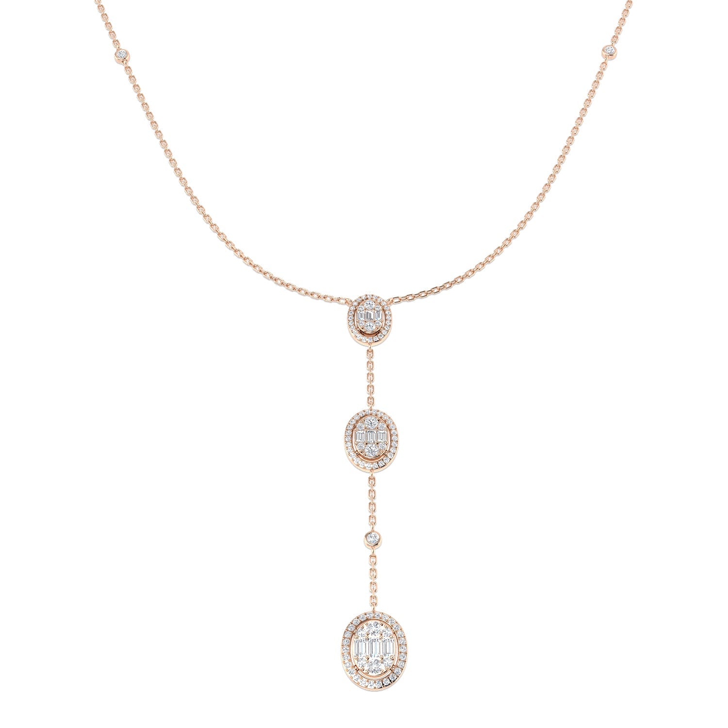 Baguette Diamond Necklace 0.75ct Gold in 10K/14K gold and platinum with certified lab-grown or natural diamonds