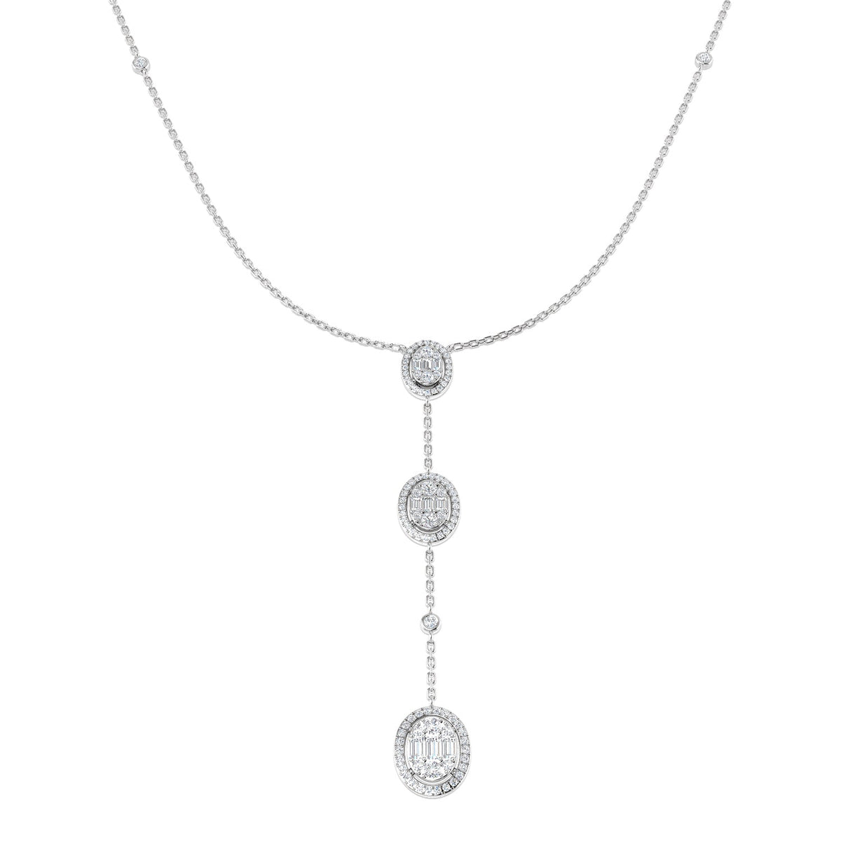 Baguette Diamond Necklace 0.75ct Gold in 10K/14K gold and platinum with certified lab-grown or natural diamonds