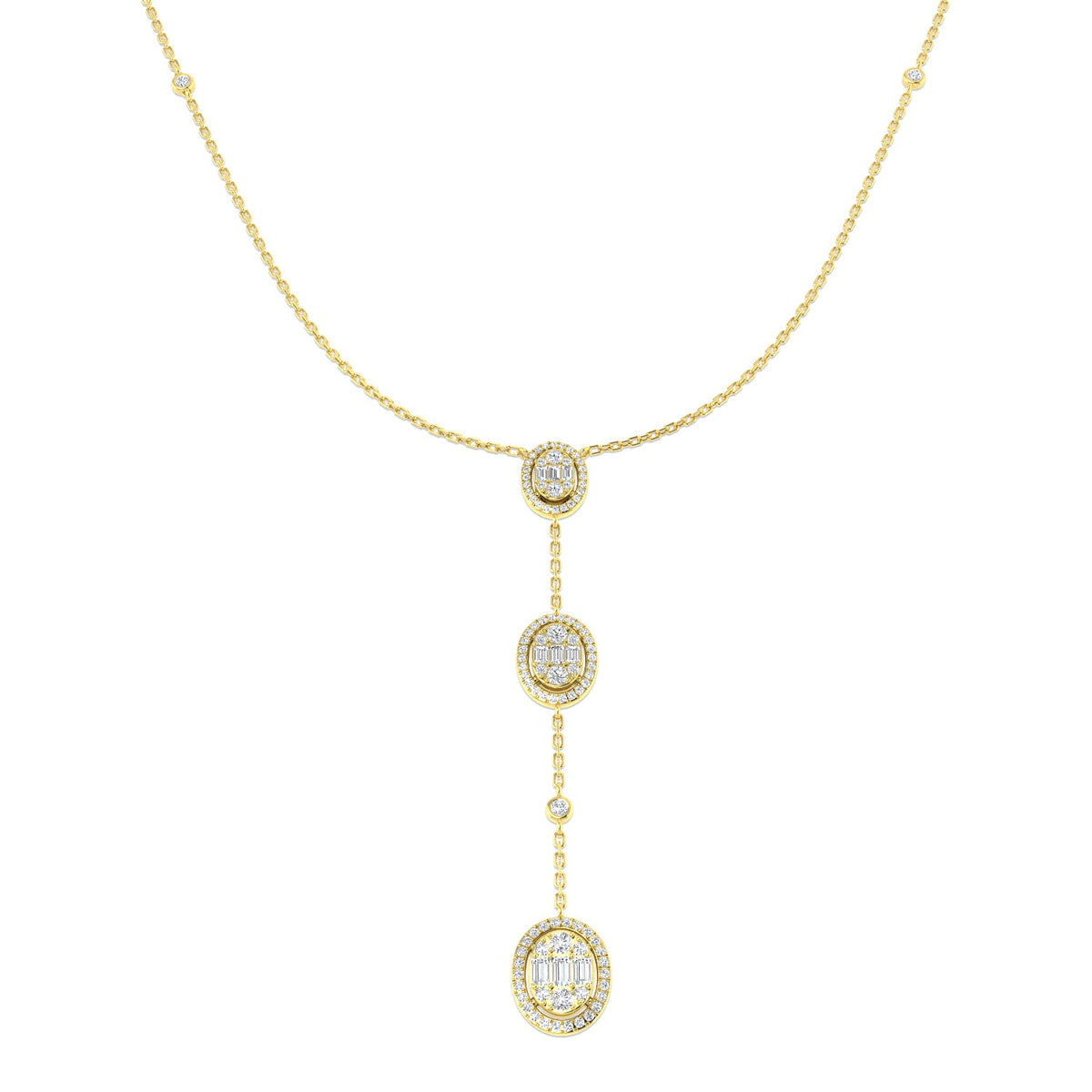 Baguette Diamond Necklace 0.75ct Gold in 10K/14K gold and platinum with certified lab-grown or natural diamonds