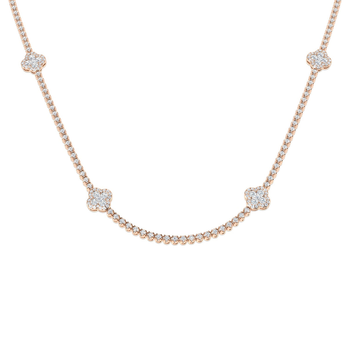 Diamond Clover Necklace in 10K/14K gold and platinum with certified lab-grown or natural diamonds