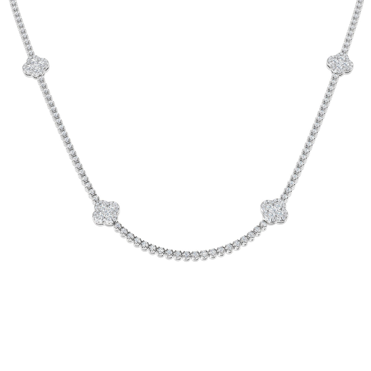Diamond Clover Necklace in 10K/14K gold and platinum with certified lab-grown or natural diamonds