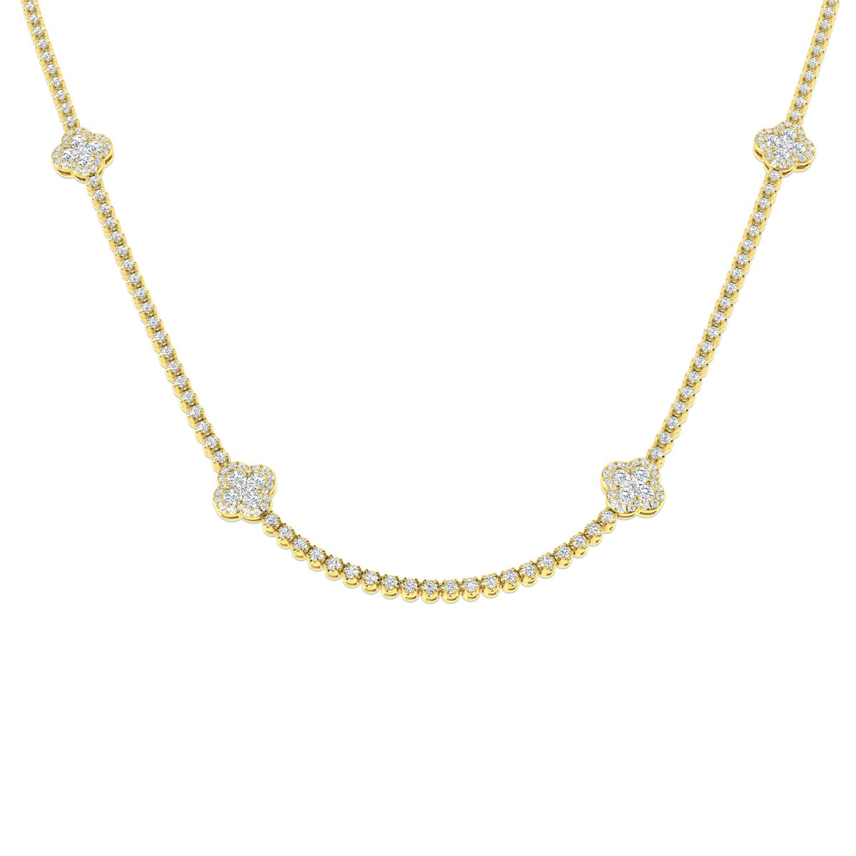 Diamond Clover Necklace in 10K/14K gold and platinum with certified lab-grown or natural diamonds