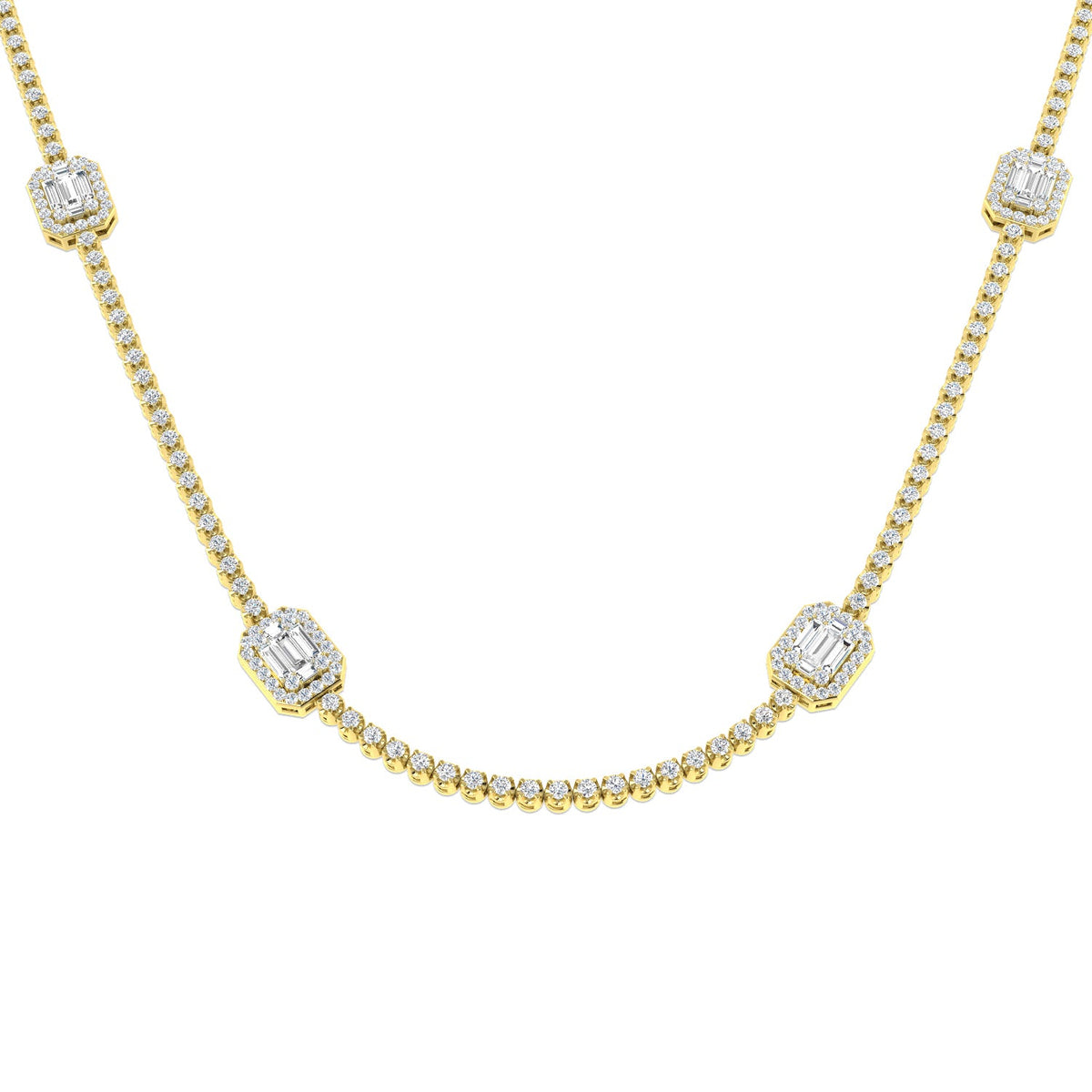Baguette Diamond Necklace 3ct to 4.5ct Gold & in 10K/14K gold and platinum with certified lab-grown or natural diamonds