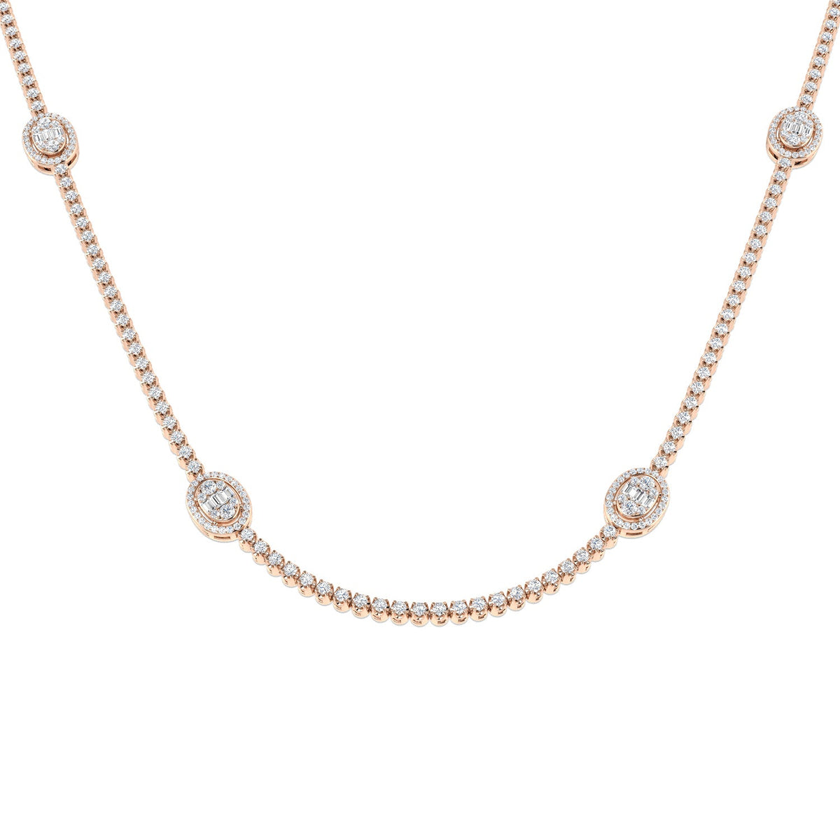 Baguette Diamond Necklace 3ct to 4.5ct Gold & in 10K/14K gold and platinum with certified lab-grown or natural diamonds