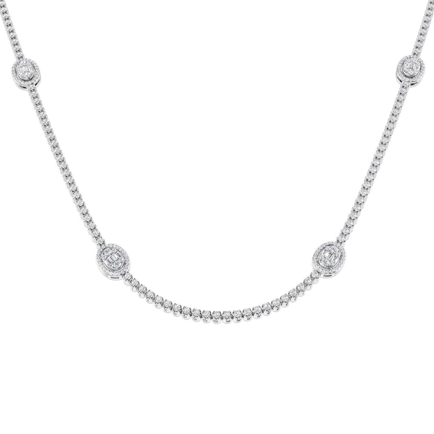 Baguette Diamond Necklace 3ct to 4.5ct Gold & in 10K/14K gold and platinum with certified lab-grown or natural diamonds