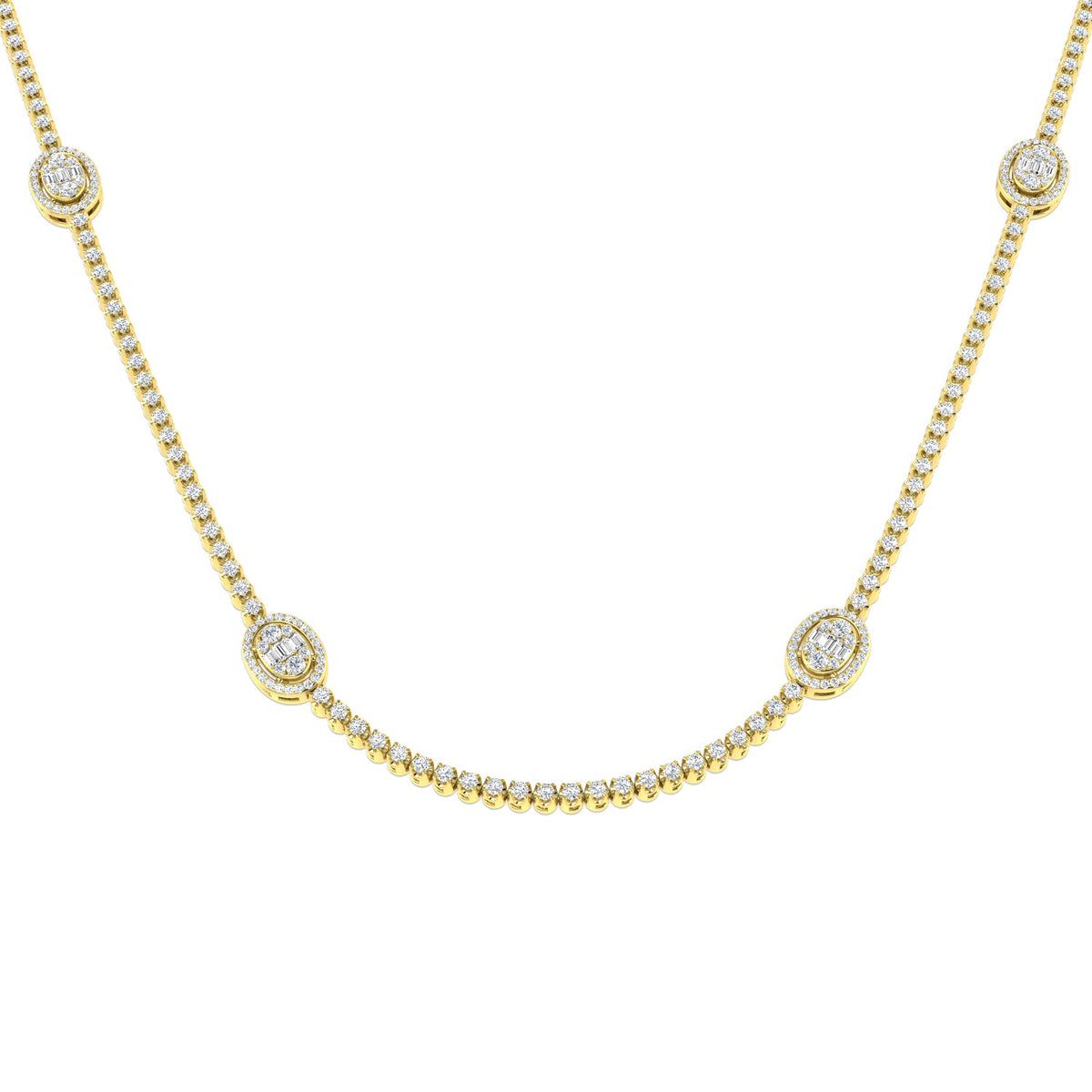 Baguette Diamond Necklace 3ct to 4.5ct Gold & in 10K/14K gold and platinum with certified lab-grown or natural diamonds