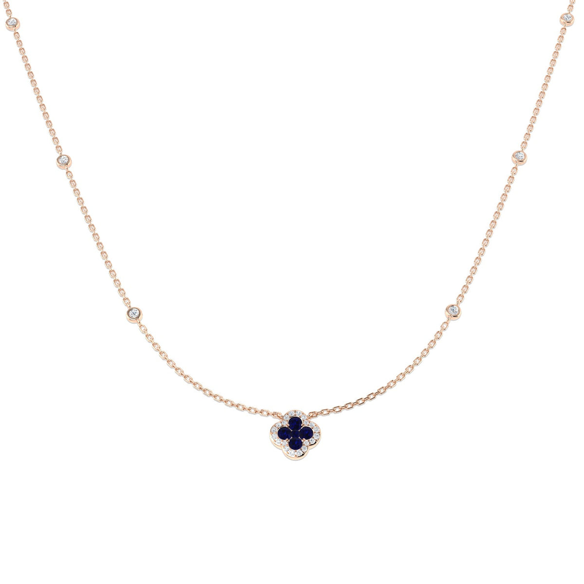 Sapphire Diamond Necklace UK in 10K/14K gold and platinum with certified lab-grown or natural diamonds