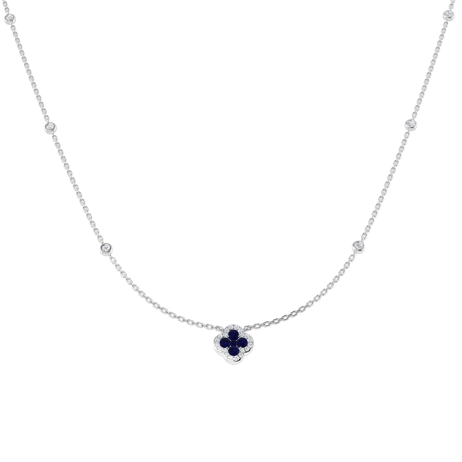 Sapphire Diamond Necklace UK in 10K/14K gold and platinum with certified lab-grown or natural diamonds