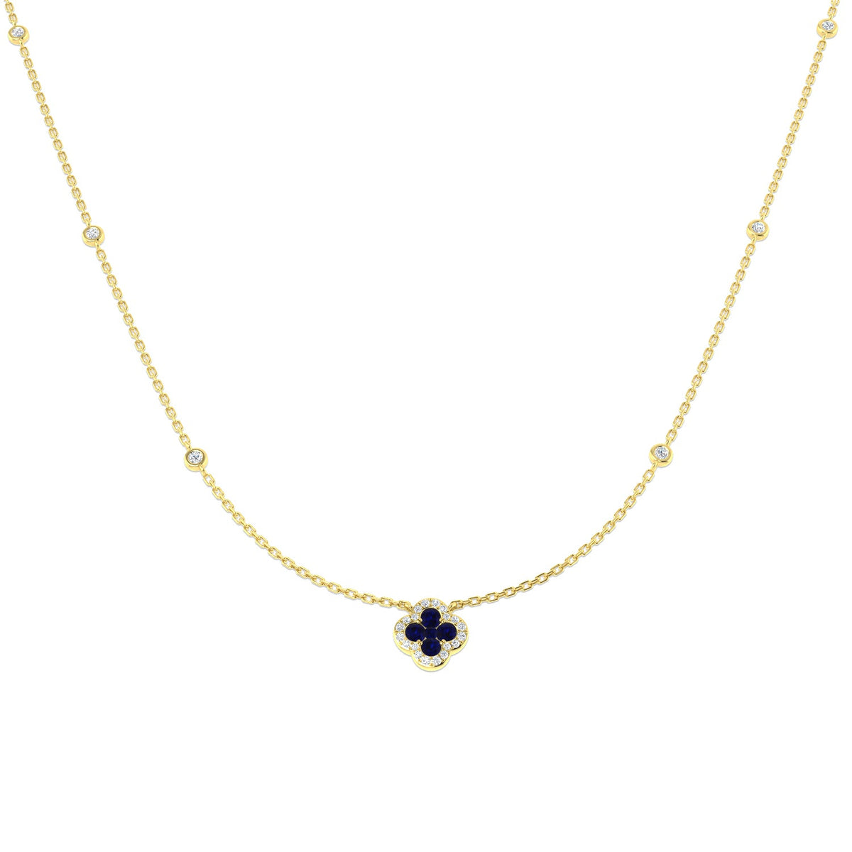 Sapphire Diamond Necklace UK in 10K/14K gold and platinum with certified lab-grown or natural diamonds