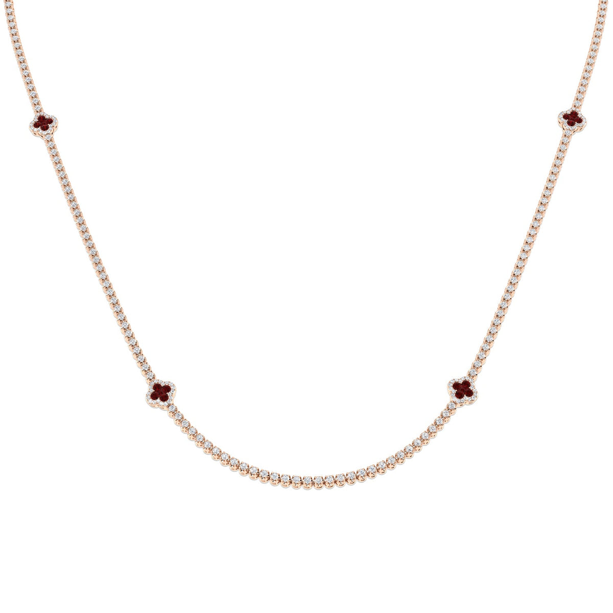 Sapphire and Diamond Tennis Necklace in 10K/14K gold and platinum with certified lab-grown or natural diamonds