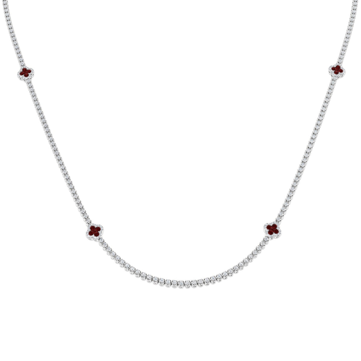Sapphire and Diamond Tennis Necklace in 10K/14K gold and platinum with certified lab-grown or natural diamonds