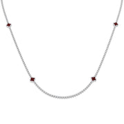Sapphire and Diamond Tennis Necklace in 10K/14K gold and platinum with certified lab-grown or natural diamonds