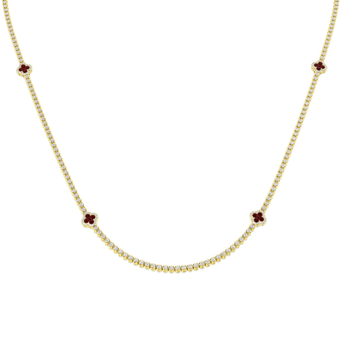 Sapphire and Diamond Tennis Necklace in 10K/14K gold and platinum with certified lab-grown or natural diamonds