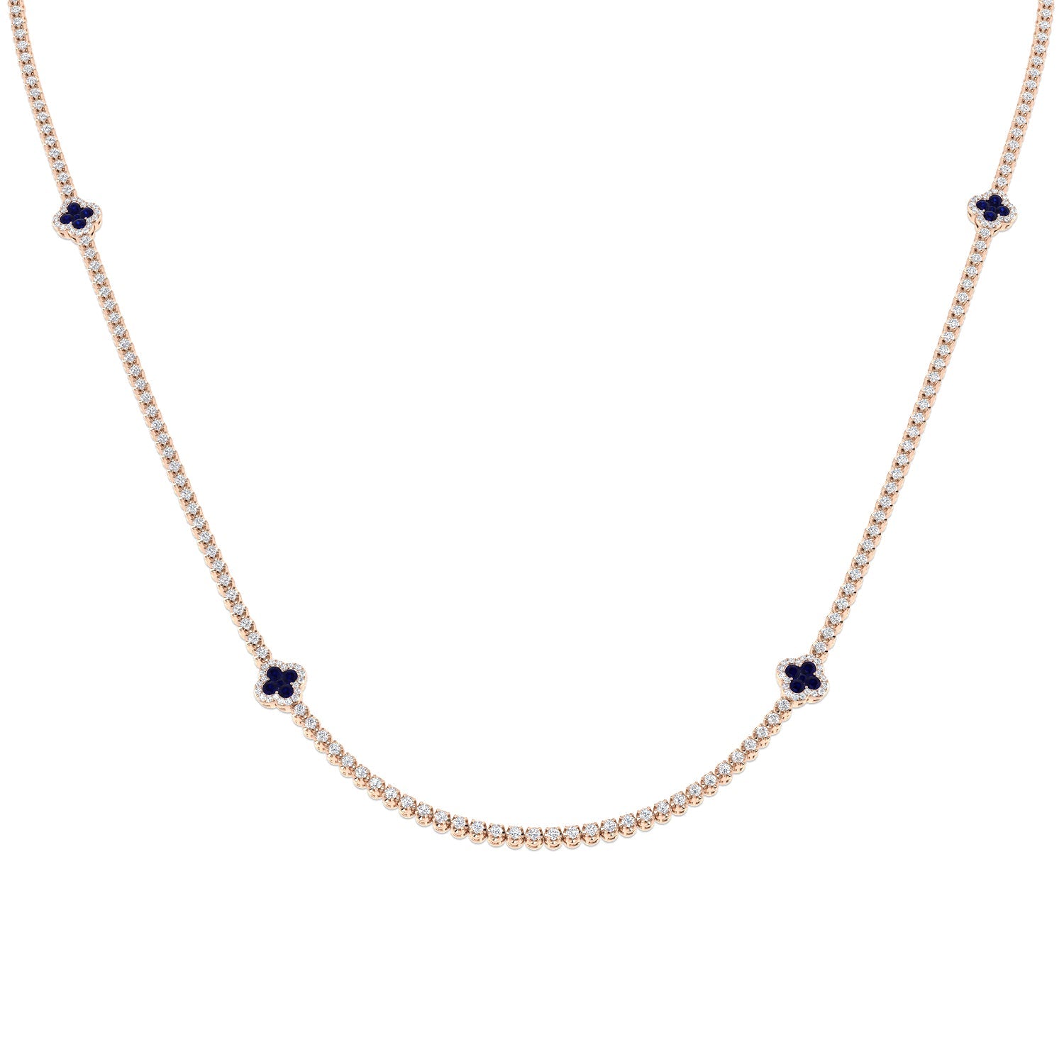 Sapphire and Diamond Tennis Necklace in 10K/14K gold and platinum with certified lab-grown or natural diamonds