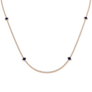 Sapphire and Diamond Tennis Necklace in 10K/14K gold and platinum with certified lab-grown or natural diamonds