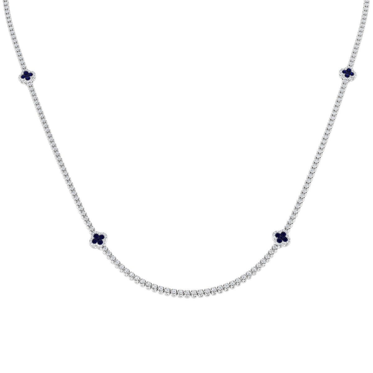 Sapphire and Diamond Tennis Necklace in 10K/14K gold and platinum with certified lab-grown or natural diamonds
