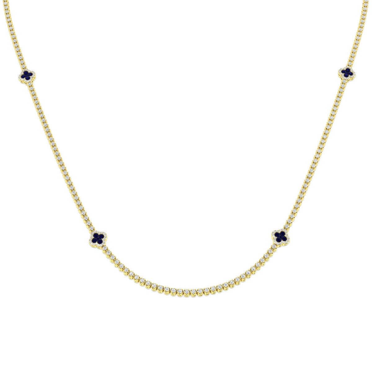 Sapphire and Diamond Tennis Necklace in 10K/14K gold and platinum with certified lab-grown or natural diamonds
