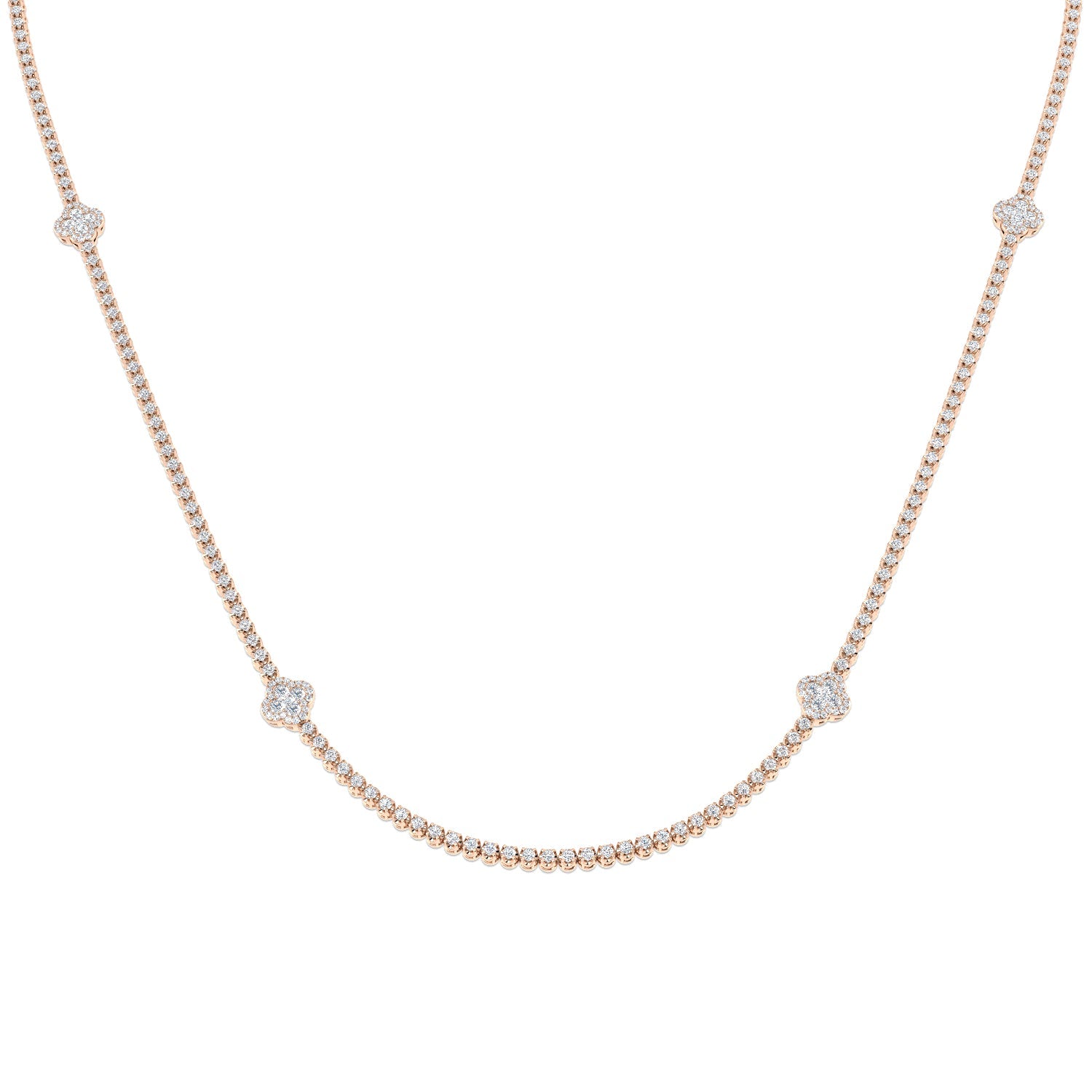 Diamond Clover Necklace in 10K/14K gold and platinum with certified lab-grown or natural diamonds