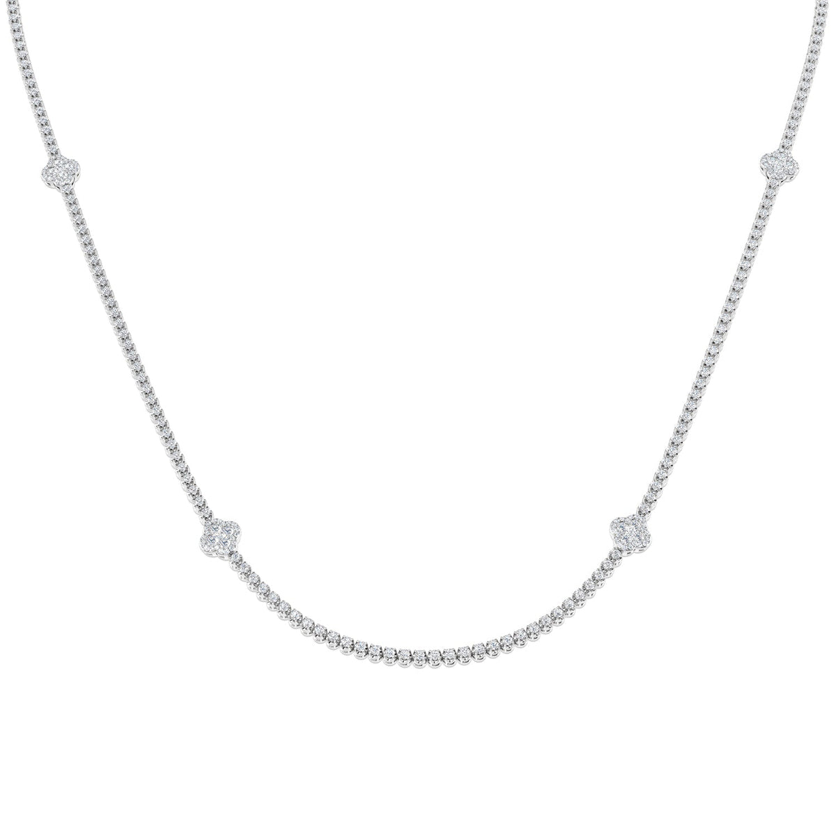 Diamond Clover Necklace in 10K/14K gold and platinum with certified lab-grown or natural diamonds