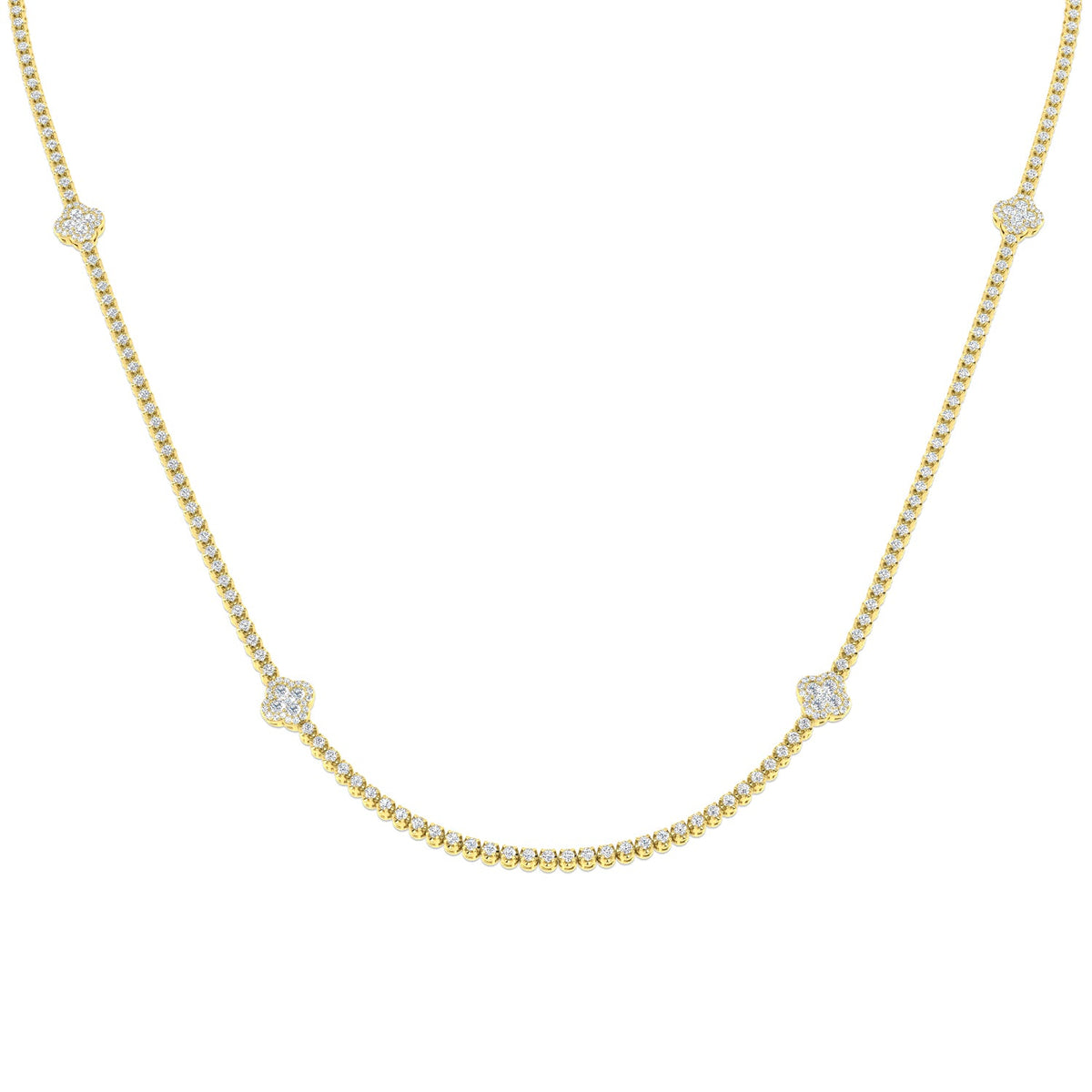 Diamond Clover Necklace in 10K/14K gold and platinum with certified lab-grown or natural diamonds
