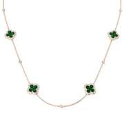Emerald Flower Diamond Necklace - Luxury Clover Design in 10K/14K gold and platinum with certified lab-grown or natural diamonds