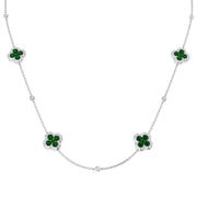 Emerald Flower Diamond Necklace - Luxury Clover Design in 10K/14K gold and platinum with certified lab-grown or natural diamonds