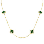 Emerald Flower Diamond Necklace - Luxury Clover Design in 10K/14K gold and platinum with certified lab-grown or natural diamonds