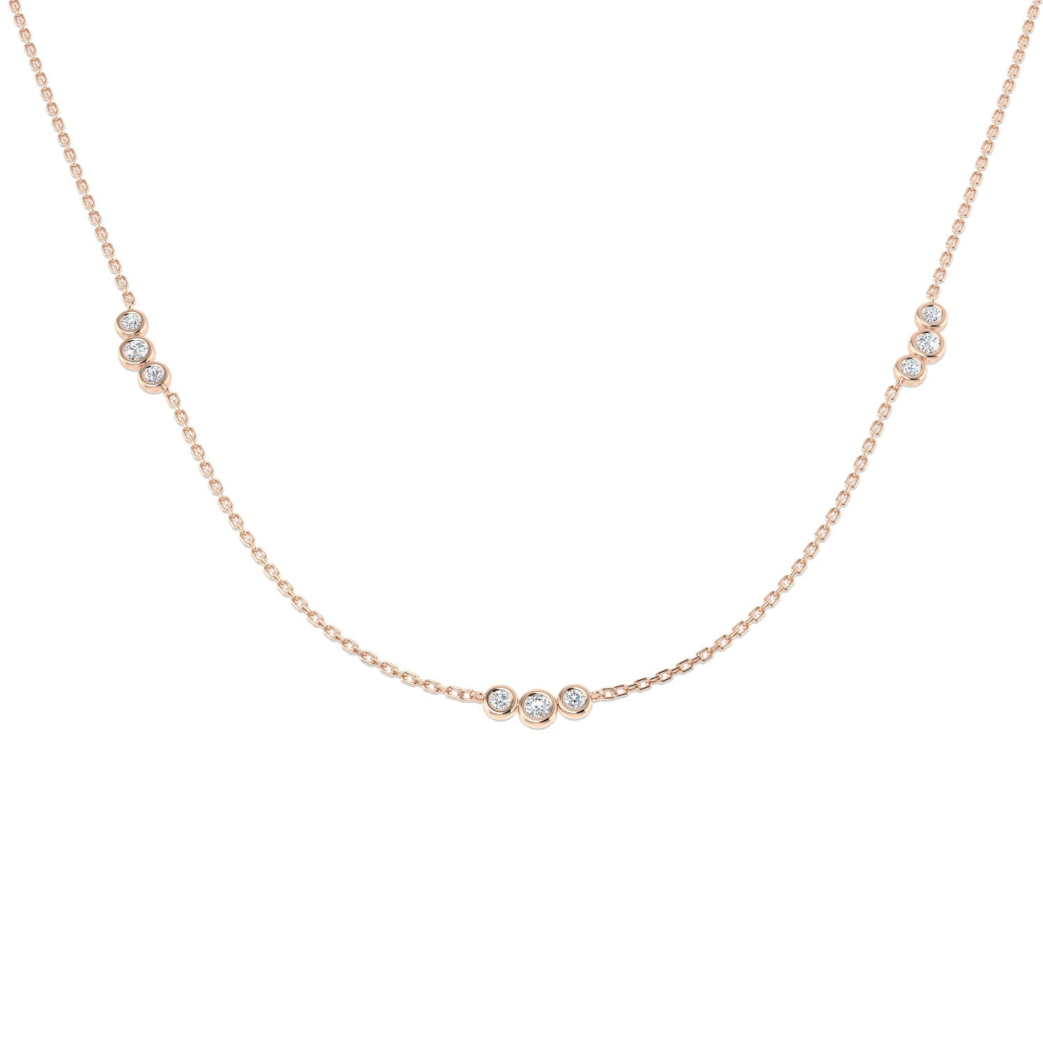 Diamond Spectacle Necklace in 10K/14K gold and platinum with certified lab-grown or natural diamonds