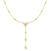 Bezel Set Diamond Y-Drop Necklace in 10K/14K gold and platinum with certified lab-grown or natural diamonds