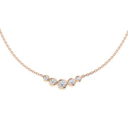 Lab Grown Bezel Set Diamond Necklace Curved Design in Gold & in 10K/14K gold and platinum with certified lab-grown or natural diamonds