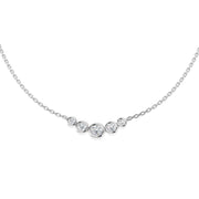 Lab Grown Bezel Set Diamond Necklace Curved Design in Gold & in 10K/14K gold and platinum with certified lab-grown or natural diamonds