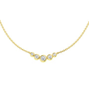 Lab Grown Bezel Set Diamond Necklace Curved Design in Gold & in 10K/14K gold and platinum with certified lab-grown or natural diamonds