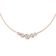 Lab Grown Bezel Set Diamond Necklace Curved Design in Gold & in 10K/14K gold and platinum with certified lab-grown or natural diamonds