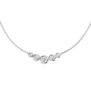 Lab Grown Bezel Set Diamond Necklace Curved Design in Gold & in 10K/14K gold and platinum with certified lab-grown or natural diamonds