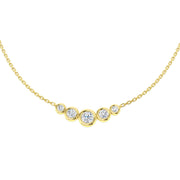 Lab Grown Bezel Set Diamond Necklace Curved Design in Gold & in 10K/14K gold and platinum with certified lab-grown or natural diamonds