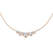 Lab Grown 5 Stone Diamond Necklace Curved Graduated Design in Gold & in 10K/14K gold and platinum with certified lab-grown or natural diamonds