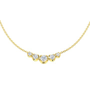 Lab Grown 5 Stone Diamond Necklace Curved Graduated Design in Gold & in 10K/14K gold and platinum with certified lab-grown or natural diamonds